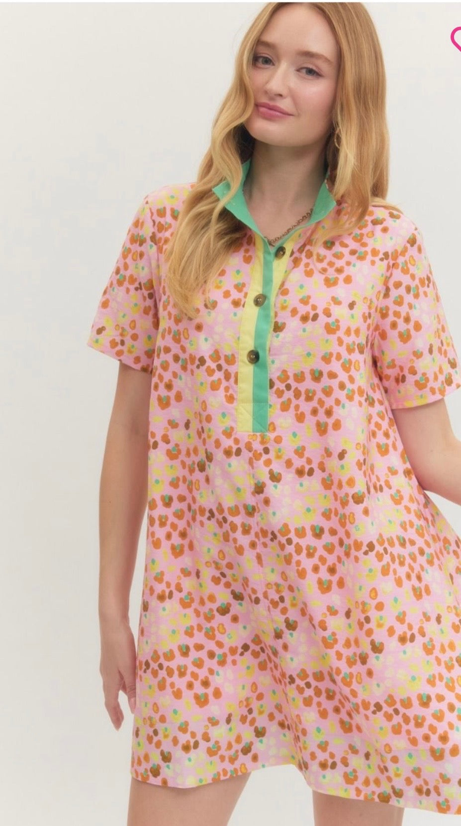 Floral dress with green collar