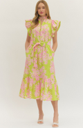 Green and pink dress