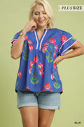 Umgee blue with pink flower top