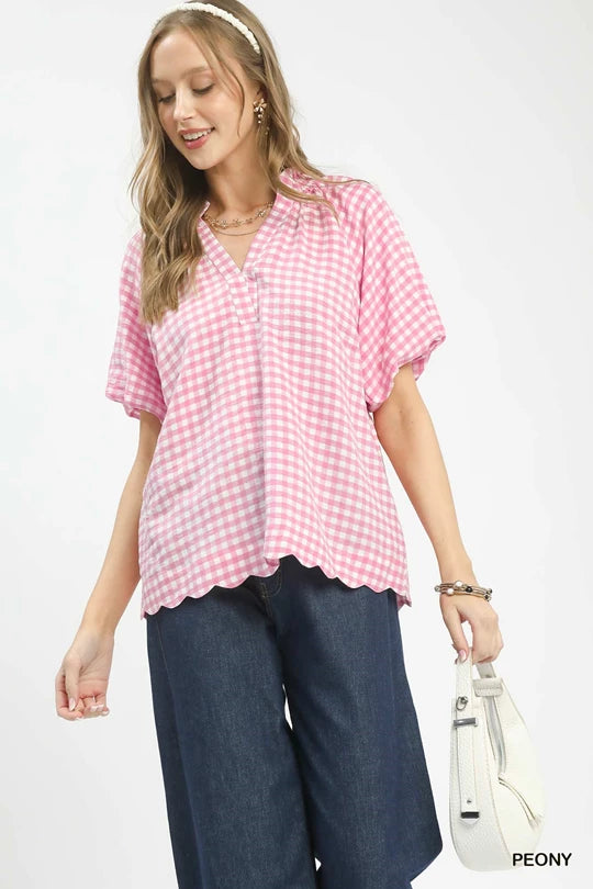 Umgee bubble sleeve top pink