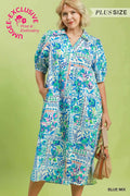 Umgee blue patterned pocket dress
