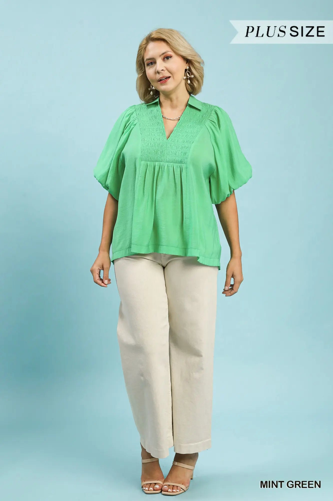 Umgee mint green collar top