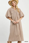Umgee brown plaid dress