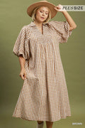 Umgee plus long brown plaid dress