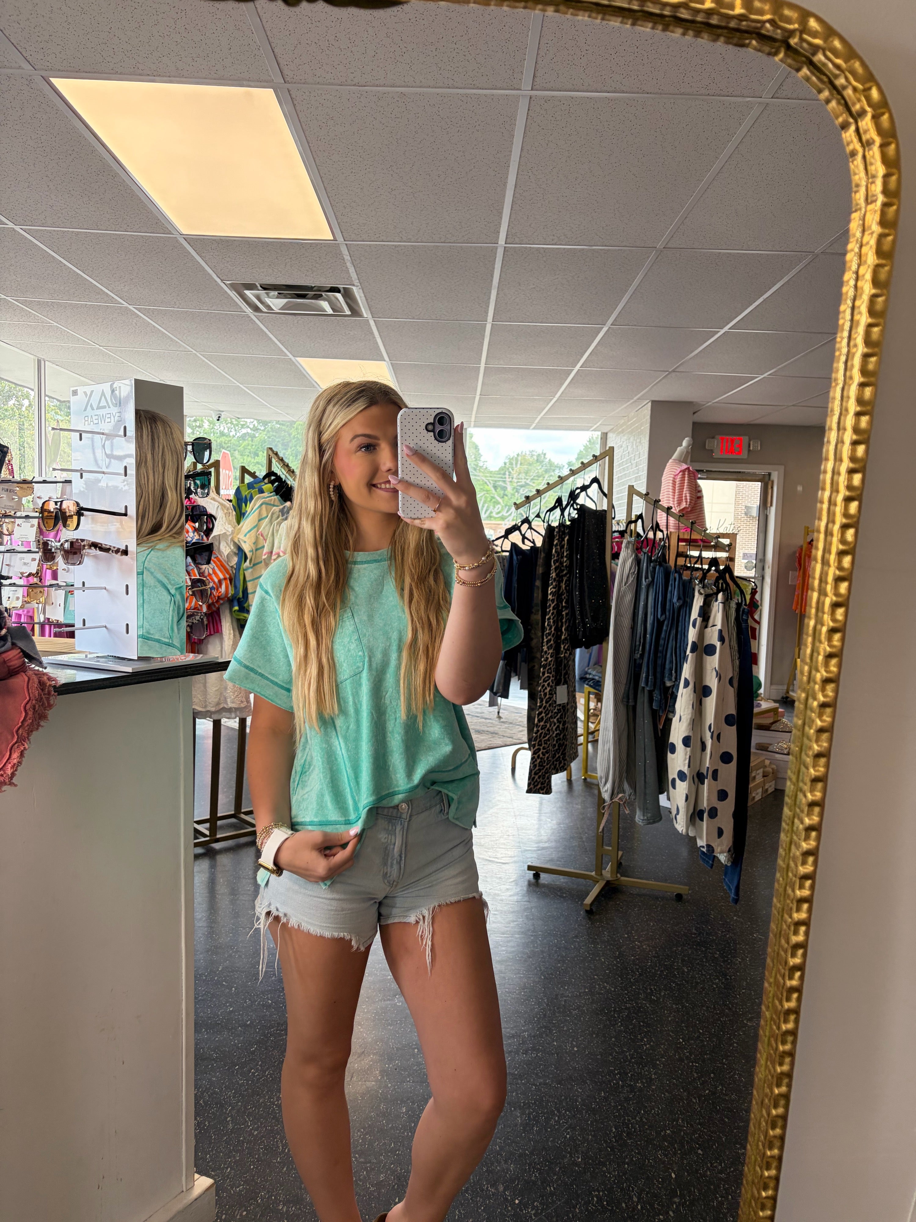 Sage and Fig green pocket tee