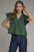 Forest green butterfly sleeve top