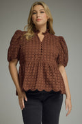 Brown entro scalloped top