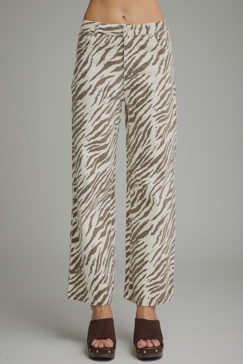 Entro tan and brown zebra stripe pants