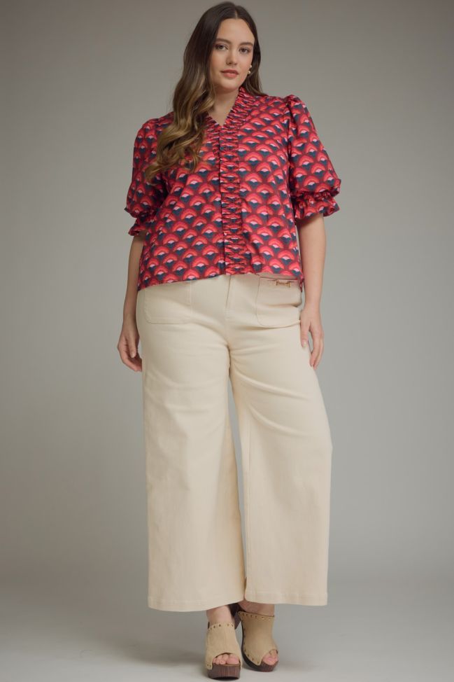 Plum and teal entro plus top
