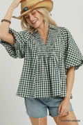 Umgee green gingham top