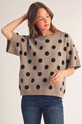 Jodifl taupe and polka dot top