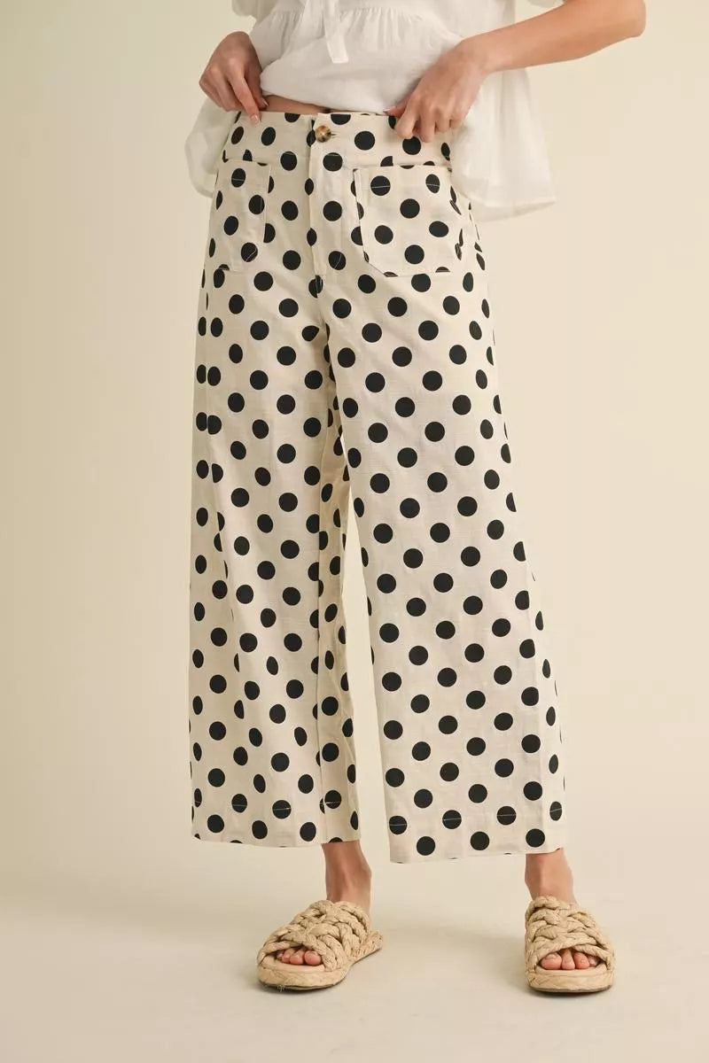 Jodifl black and tan polka dot pants