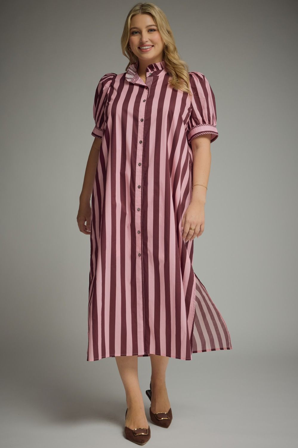 Entro Pink and Plum Striped Dress