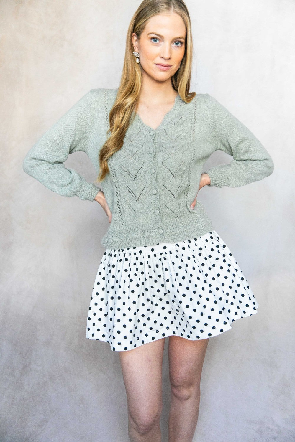 Black and white polka dot skirt