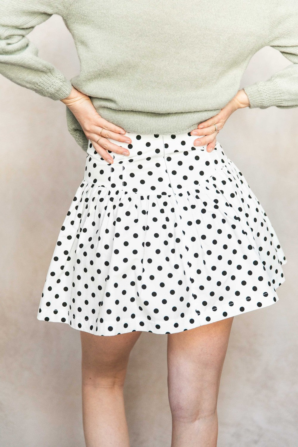 Black and white polka dot skirt